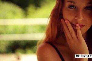 Awesome Eve's solo play turns into intense masturbation on her legs!