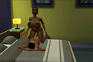 nephew fucks his aunt's big tits in this 3d anime hentai scene