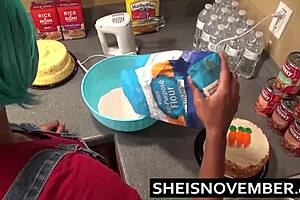 Pretty step sister gets her holes filled in kitchen