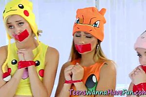 Pokemon Teen 18+ Cosplayers Give Big Cock Blowjobs and Facial Cumshots in Hardcore Reality