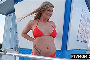 perfect blonde milf out in public, ready for action