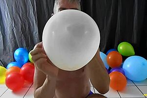 horny gay dilf richard lennox masturbates with balloon on monster cock