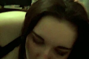 big tits gags on my cock before she gets cum facial