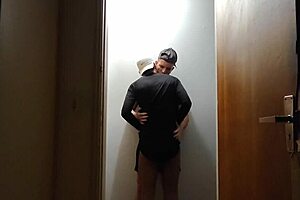 building cameras catch friends hanging out in hallway after gym