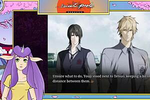 In the uncensored yaoi game, a muscular brunette bodybuilder encounters a monster at the pool, leading to intense gay encounters.