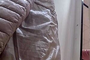 your italian stepmom flashes her super hairy pussy in the clothing store.