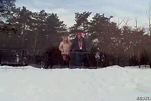 Young Czech couple has rough outdoor sex without a condom