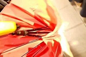 your italian stepmom flashes her super hairy pussy in the clothing store.