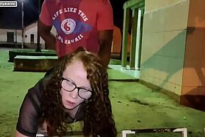 Outdoor Blowbang with Friends in Square