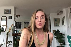 Amateur Sarah experiences an intense quivering orgasm through solo masturbation