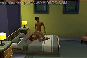 nephew fucks his aunt's big tits in this 3d anime hentai scene