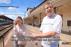 Hunt4k chick with shaved pussy rides cock while hubby watches