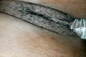 ebony babe gets car creampie in condom with big cock