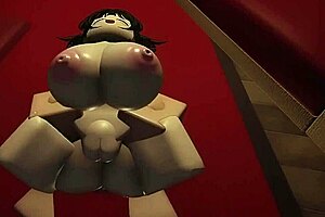 Beautiful big boobed Roblox character gets multiple cumshots in this animated porn movie