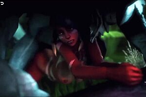 The queen of the jungle in animated hentai game with commentary