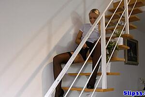 Glamcore Teen 18+ Rides Grandpa’s Fat Cock In Stockings