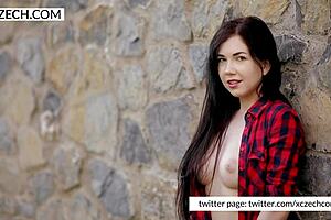 Young czech teen masturbates while showing tits and pussy on camera