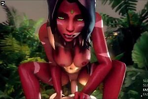 The queen of the jungle in animated hentai game with commentary