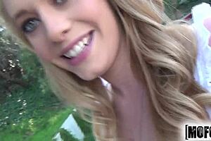 Allie James intensely solo sex in bikini.