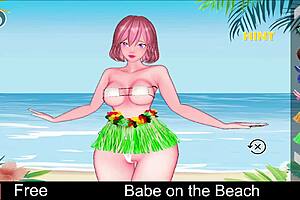 babe relaxes on the beach