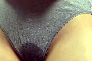 Blonde girl pees in her panties!