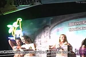 College Girls Rip Shirts Off in Wet Spring Break! Topless Fun!