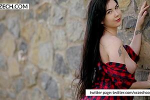 Young czech teen masturbates while showing tits and pussy on camera