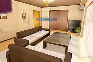 Peeping on stepmom in bathroom during hentai game