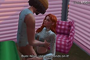 Redhead gets pounded by big black cock outdoors in public