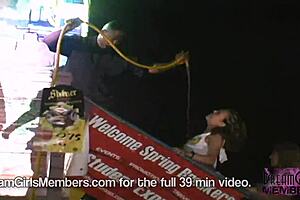 College Girls Rip Shirts Off in Wet Spring Break! Topless Fun!