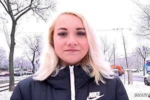 German scout picks up young teen Marilyn for street casting fuck