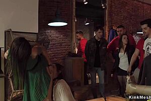 brunette gets double penetrated in public sex scene