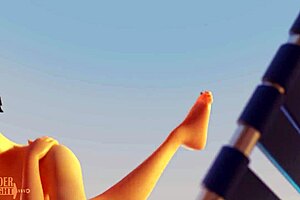 Wendy takes a dipper by the pool in this parody cumshot scene