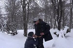 Hot Blonde Student Sucks Professor's Big Dick After Ski Lesson With Cum In Mouth