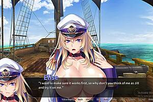 Pirate-booty moans in blowbang with monster cock