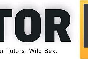 Mature Teacher in Glasses Teaches Young Student