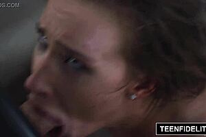 April Brookes, the teen callgirl, gets a rough fuck from a fat guy