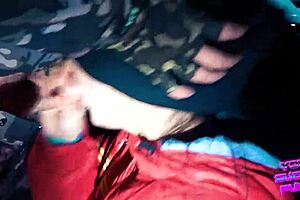 Russian border guard apprehends a prostitute and forces her to give oral sex