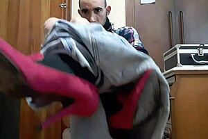 Gay Spanish Guy Feels Thrill With Monster Cock In Heels Solo