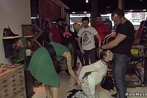 brunette gets double penetrated in public sex scene