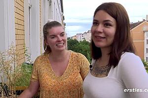 Two lesbians showering with fingering and muff diving.