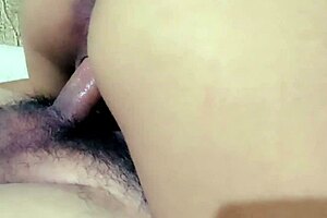 Young Mexican wife bent over in leggings, getting interracial creampie from friend.