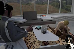 Black tutor takes a huge white cock up her ass during a lesson