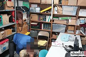 black teen 18+ caught stealing, busted by cop in office spying