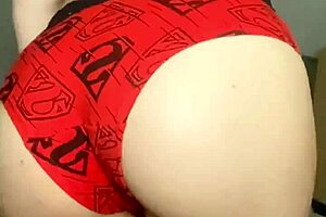 Close up of trying on panties at the store