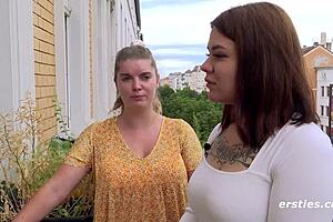 Two lesbians showering with fingering and muff diving.