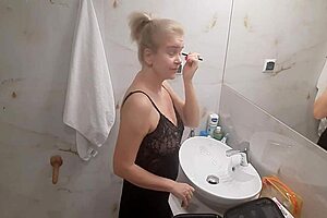 Jenny the blonde prepares for a night out at the disco