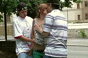 Ever seen Alexis Crystal, a cute teen 18+, banged by three guys in public?