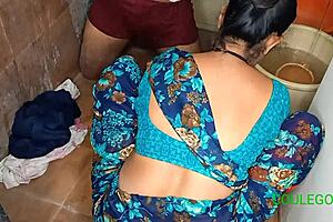 Amateur wife satisfies her stepson in a hot bathroom scene