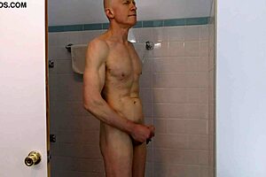 Horny Gay Nudist Masturbates In Shower